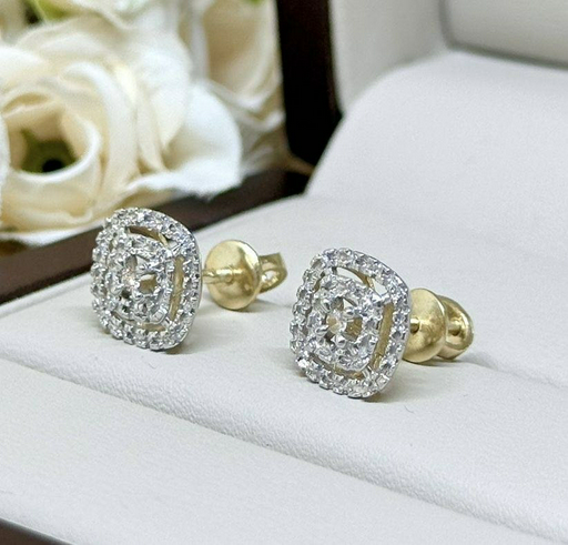 Пусеты Exclusive Gold Aij410 вес 2 г золото, бриллиант