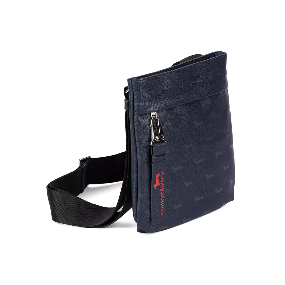 Сумка мужская Harmont & Blaine Flat crossbody bag Blaine Allover 002 синяя купить,NaN
