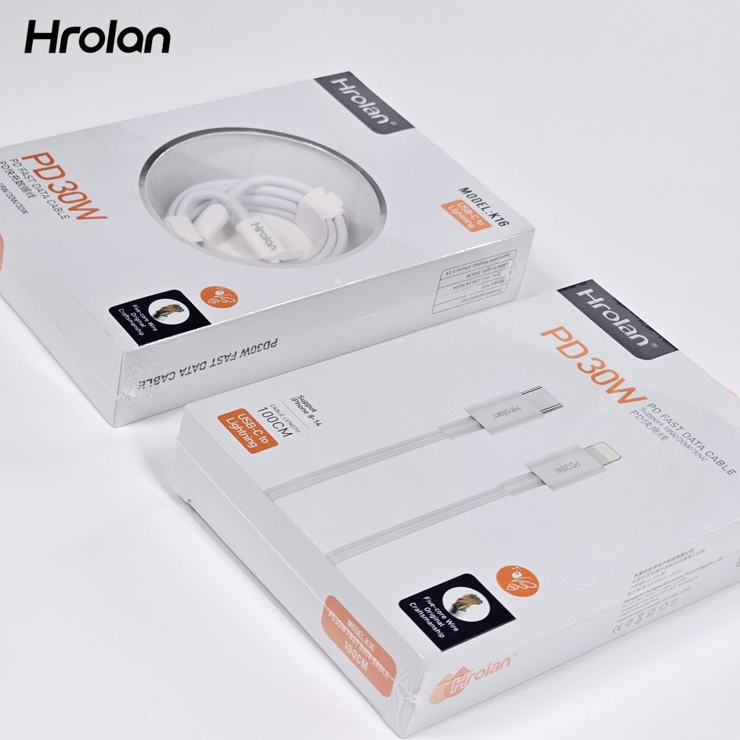 Кабель Hrolan USB TypeC (M), Lightning (M), 1 м, белый