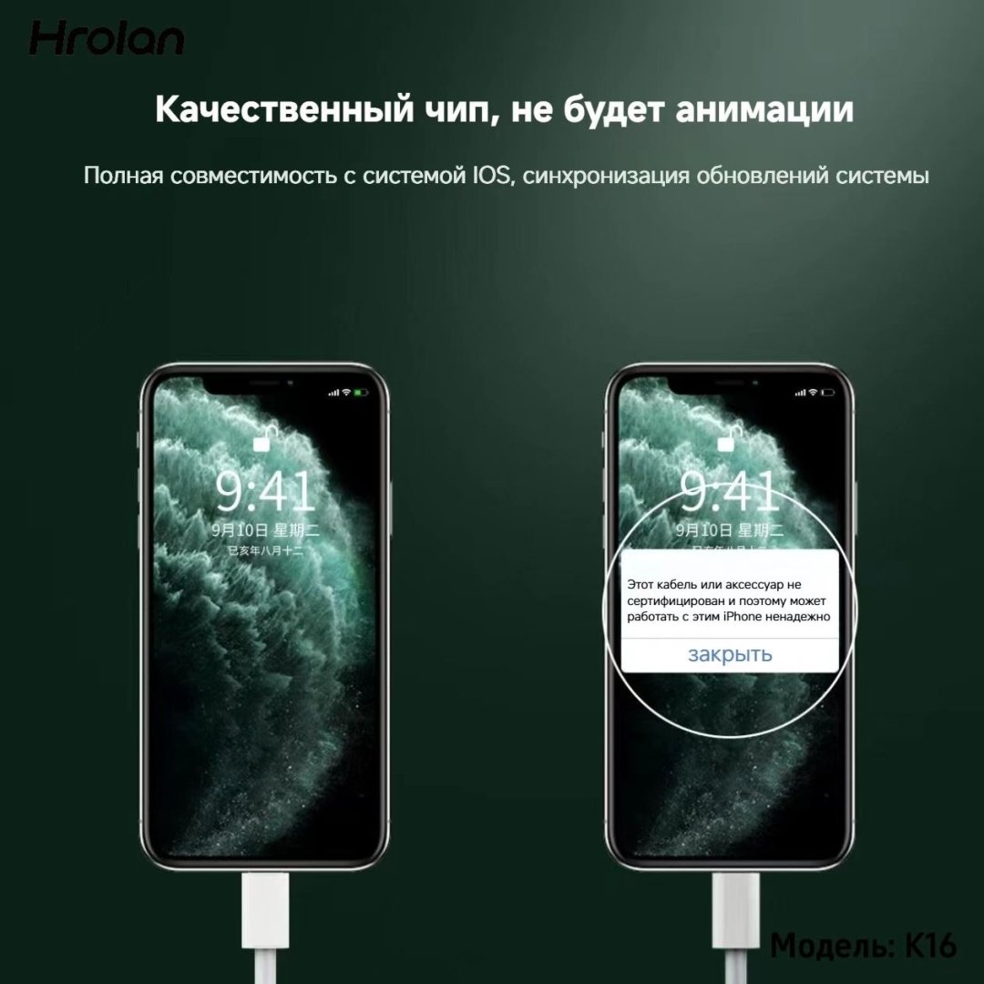 Кабель Hrolan USB TypeC (M), Lightning (M), 1 м, белый