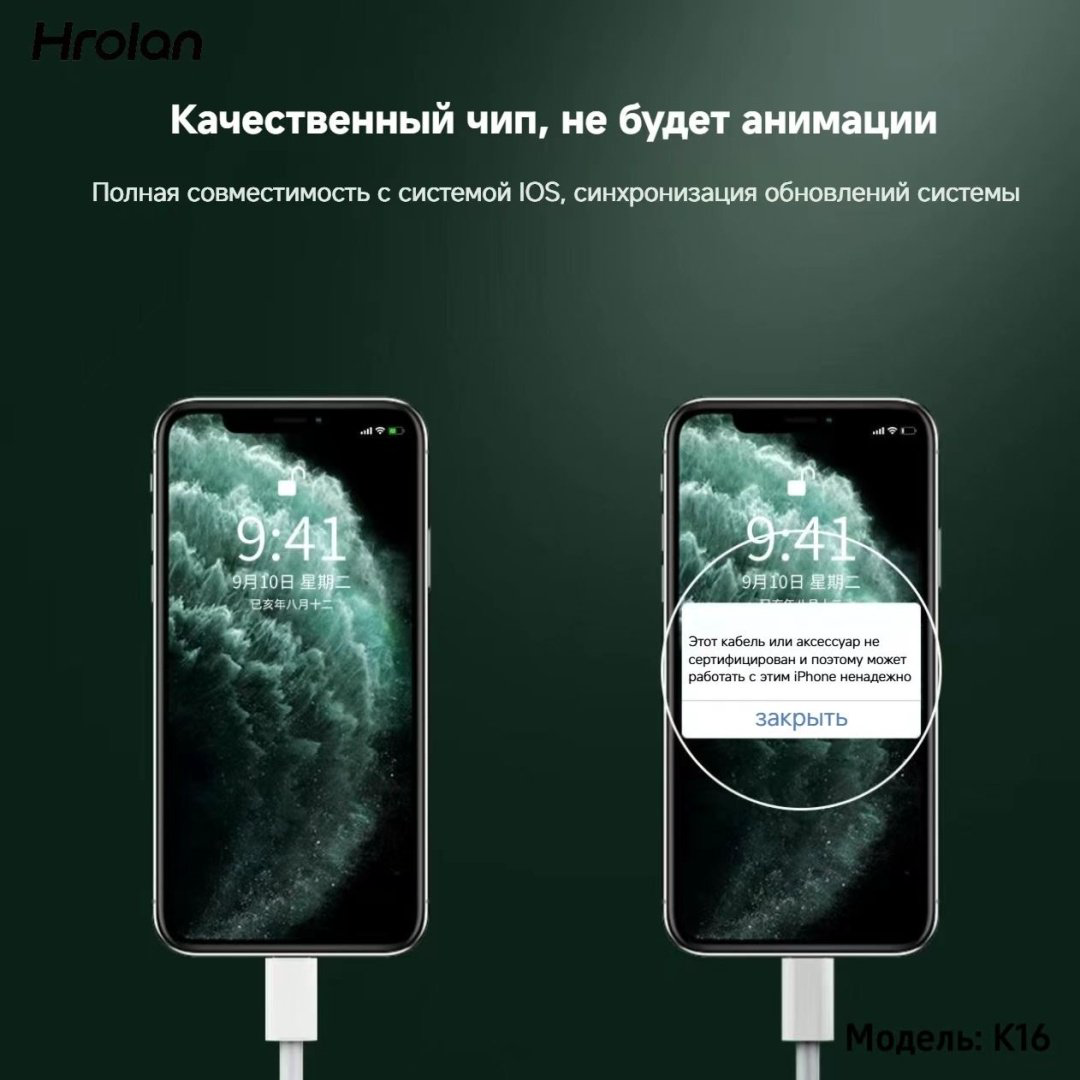 Кабель Hrolan USB TypeC (M), Lightning (M), 1 м, белый купить,NaN