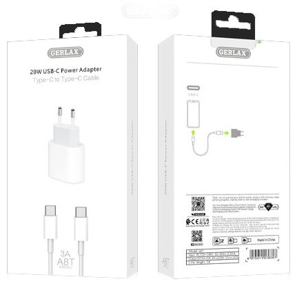 Зарядное устройство GERLAX A8T USB Type-C белый