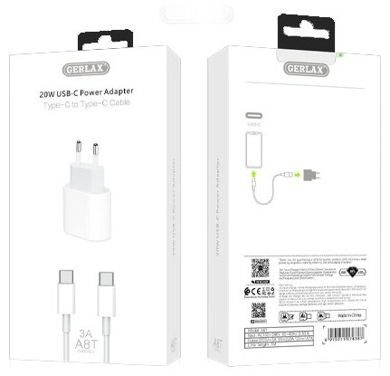 Зарядное устройство GERLAX A8T USB Type-C белый