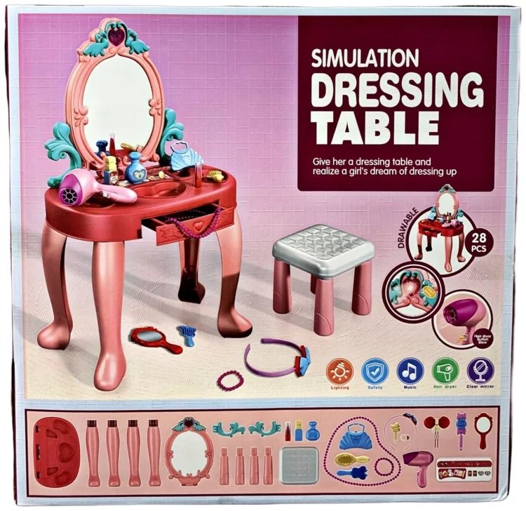 320466197 детский туалетный столик, 35x35x35 см, мультиколор, розовый