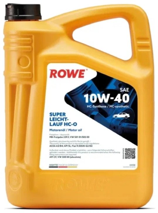 Моторное масло Синтетическое ROWE Super Leicht HC- O 10W-40 4 л