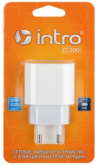 Зарядное устройство Intro CC200 USB Type-C белый