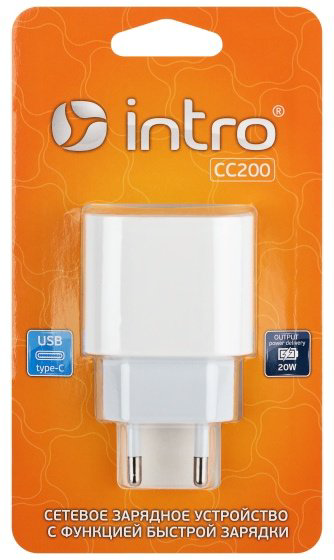 Зарядное устройство Intro CC200 USB Type-C белый