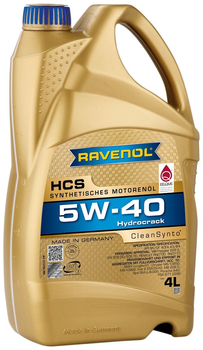 Моторное масло Синтетическое RAVENOL HCS 5W-40 4 л