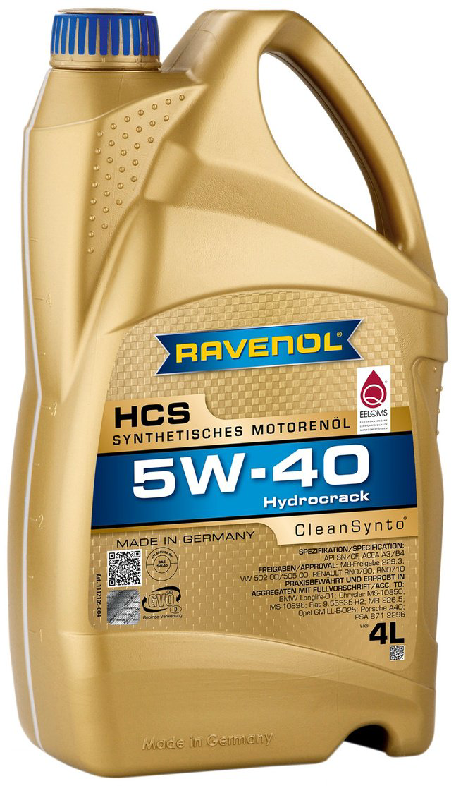 Моторное масло Синтетическое RAVENOL HCS 5W-40 4 л купить,38300