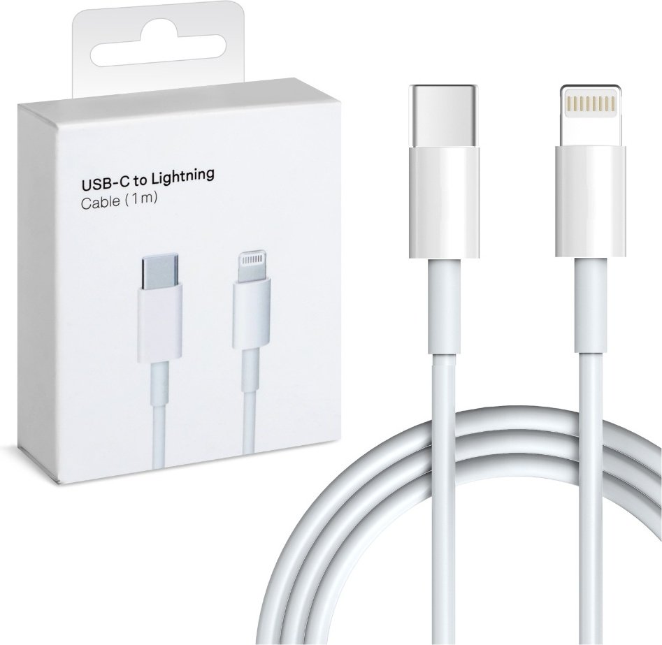 Кабель USB TypeC (M), Lightning, 1 м, белый