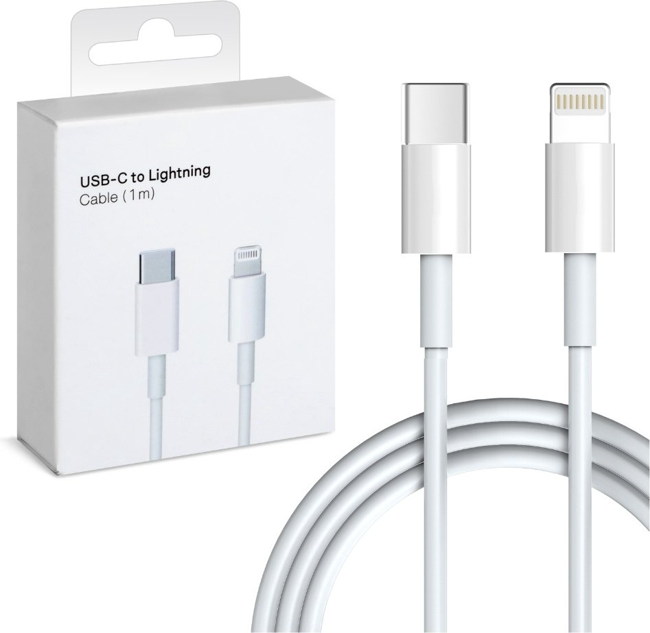 Кабель USB TypeC (M), Lightning, 1 м, белый