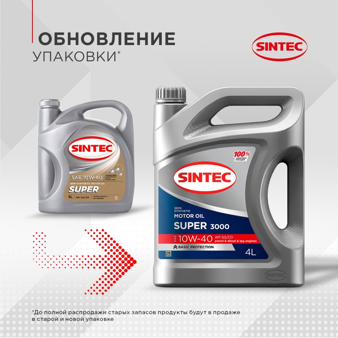 Моторное масло Полусинтетическое SINTEC SUPER 3000 10W-40 4 л