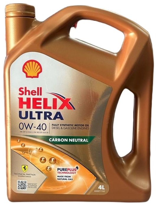 Моторное масло Синтетическое SHELL HELIX ULTRA 0W-40 4 л