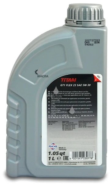 Моторное масло Синтетическое TITAN GT1 FLEX C23 5W-30 1 л купить,15000