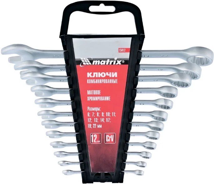 Набор комбинированных ключей Matrix 15412 6-22мм купить,NaN