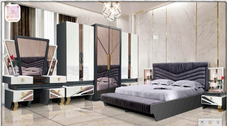 Гарнитур спальный Elegant Султан 6Д 180х200см черный купить,NaN