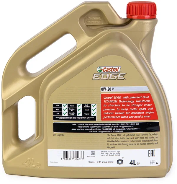 Моторное масло Castrol Edge 15E65B 0W-20 С5 4L синтетика купить,NaN