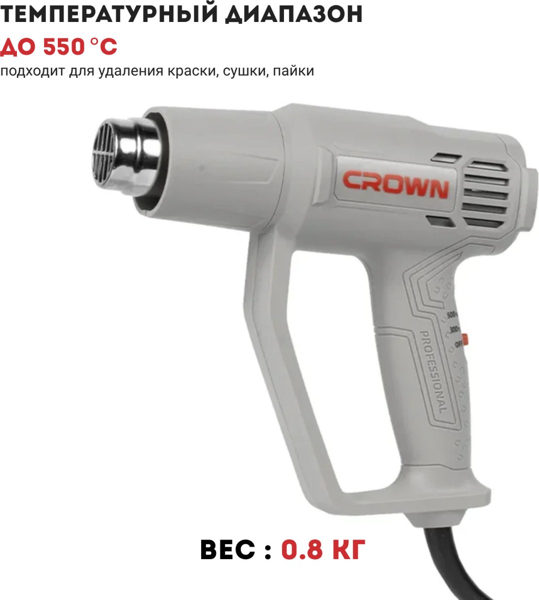 Фен строительный CROWN CT19040 купить,NaN