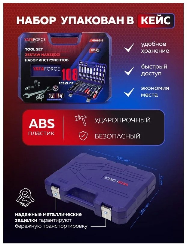 Набор универсальный 108 в 1 YATAFORCE YF-41082-5 купить,NaN
