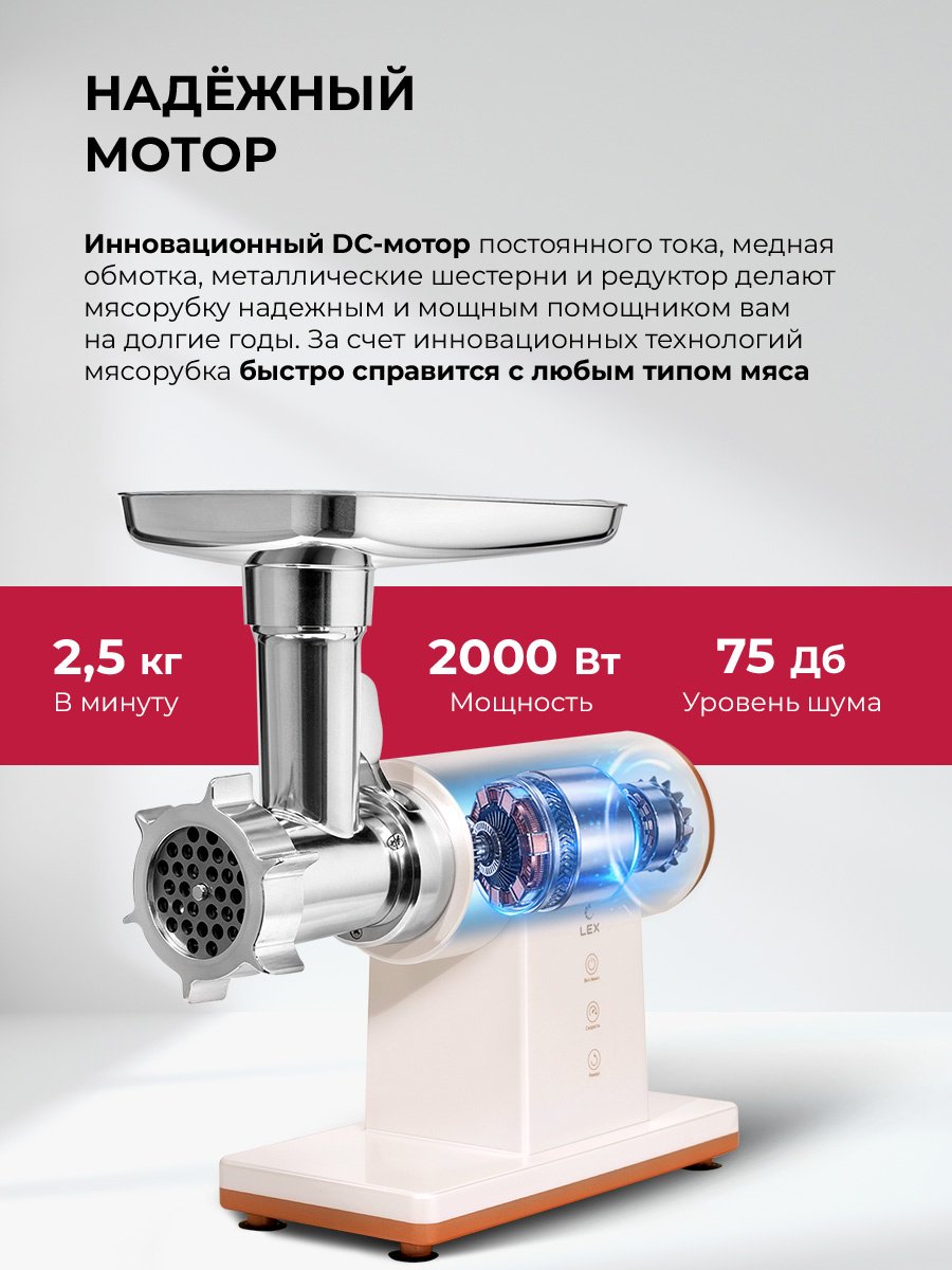 Мясорубка LEX LX 4003PRO белый