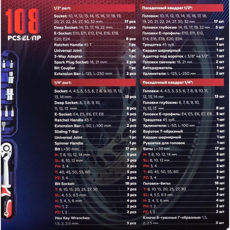 Набор универсальный 108 в 1 YATAFORCE YF-41082-5 купить,NaN