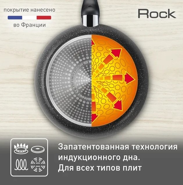 Сковорода Tefal Rock 26 см с антипригарным покрытием, алюминий