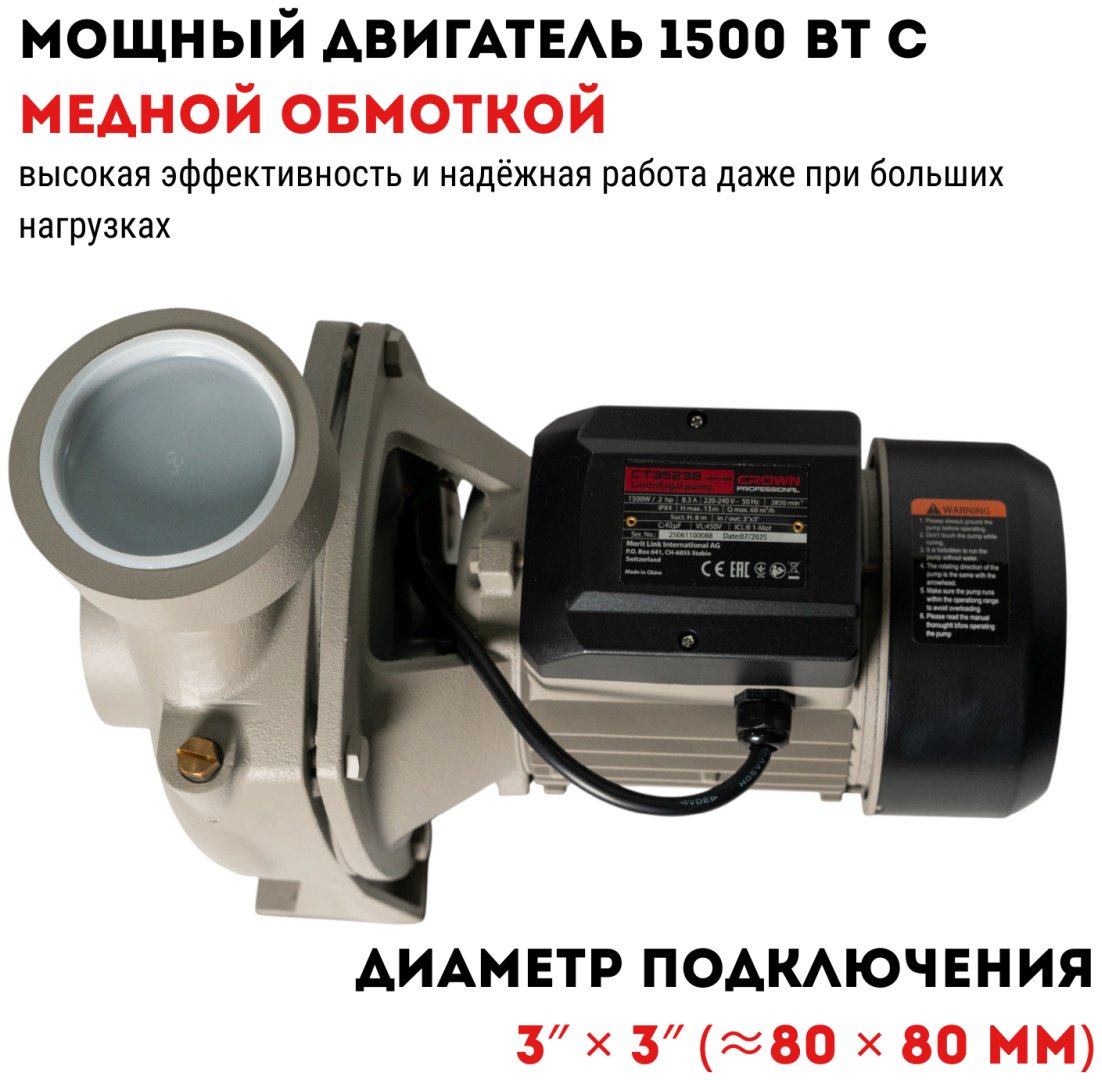 Насос поверхностный напорный CROWN CT35238