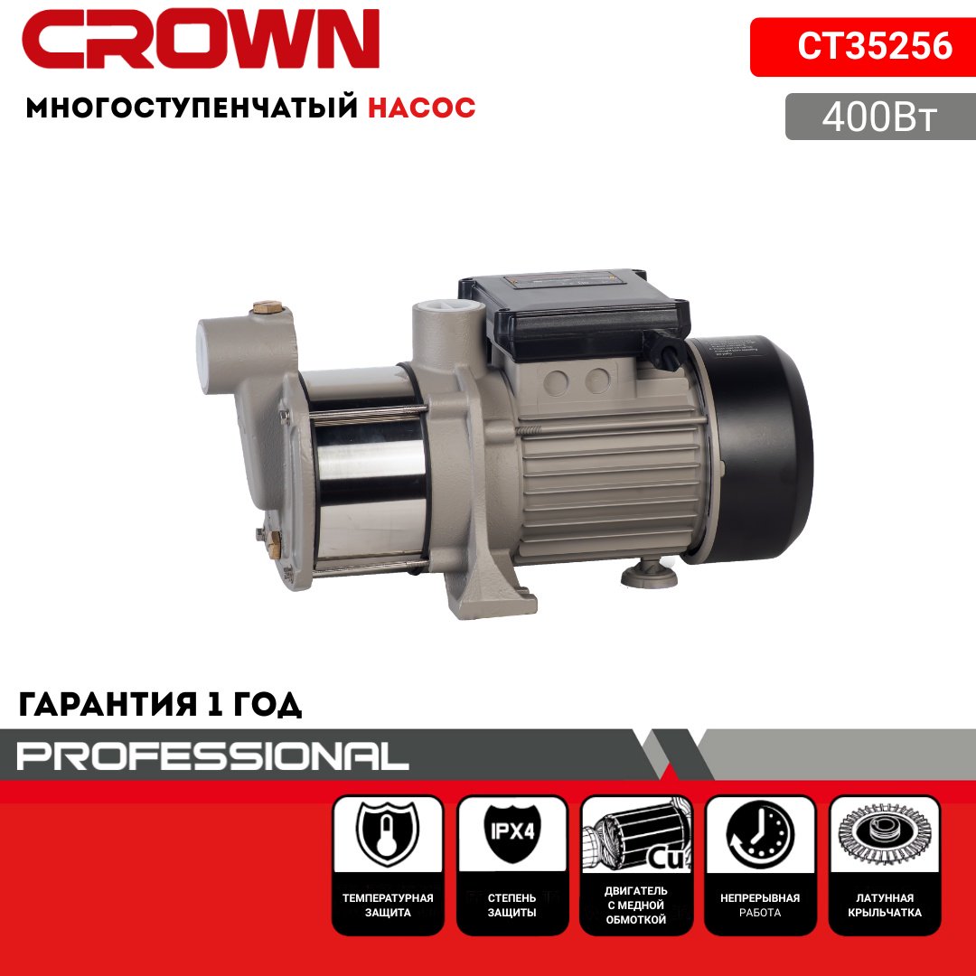 Насос поверхностный напорный CROWN CT35256