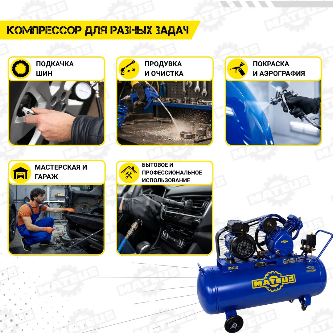 Компрессор масляный Mateus MS03315, 12.5 бар купить,NaN