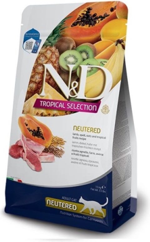 Корм Farmina N&D Tropical Selection Neutered для стерилизованных ягненок, овощи, фрукты 1.5 кг купить,NaN