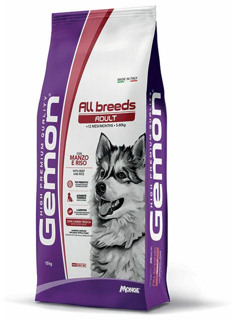 Корм Gemon All Breeds Adult Говядина с рисом для взрослых всех пород 15 кг купить,NaN