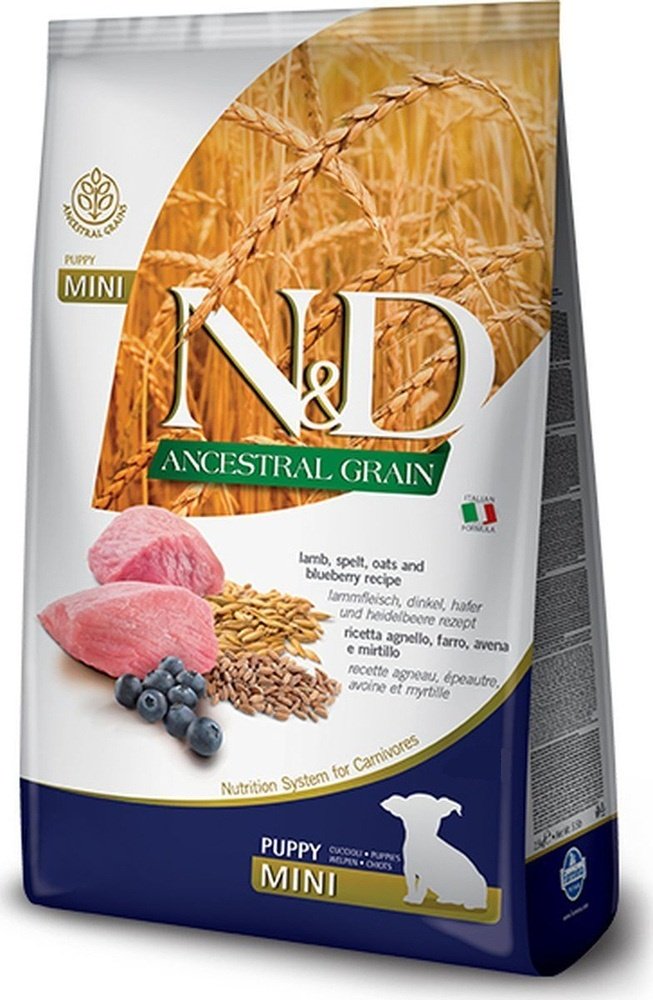 Корм Farmina N&D Ancestral Grain Puppy Mini Ягненок с черникой для щенков мелких пород 0.8 кг купить,NaN
