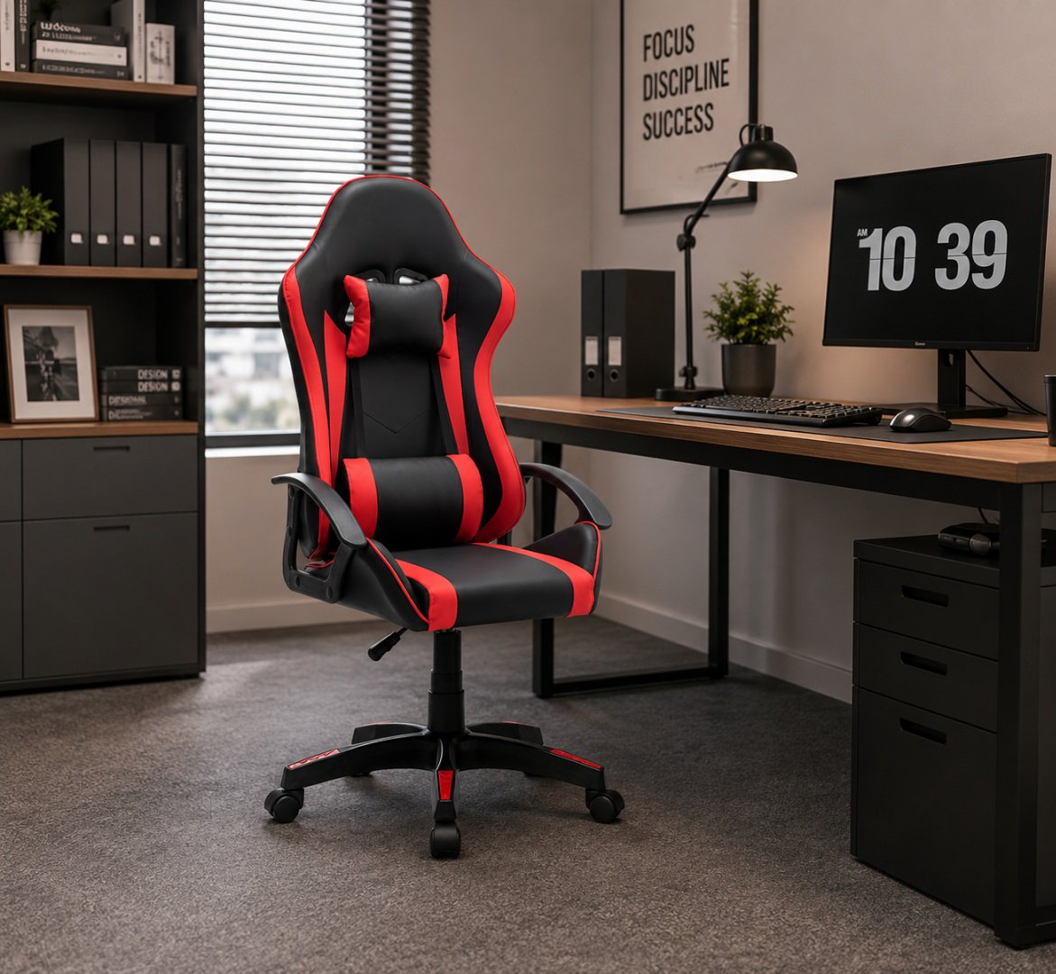 Игровое кресло Eco Estelar Gamer, черный, красный