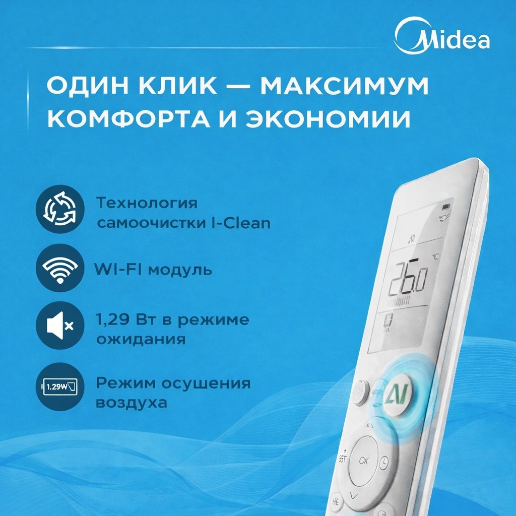 Midea XTREME MEGA-24H (с медной трубой) белый + монтажный комплект