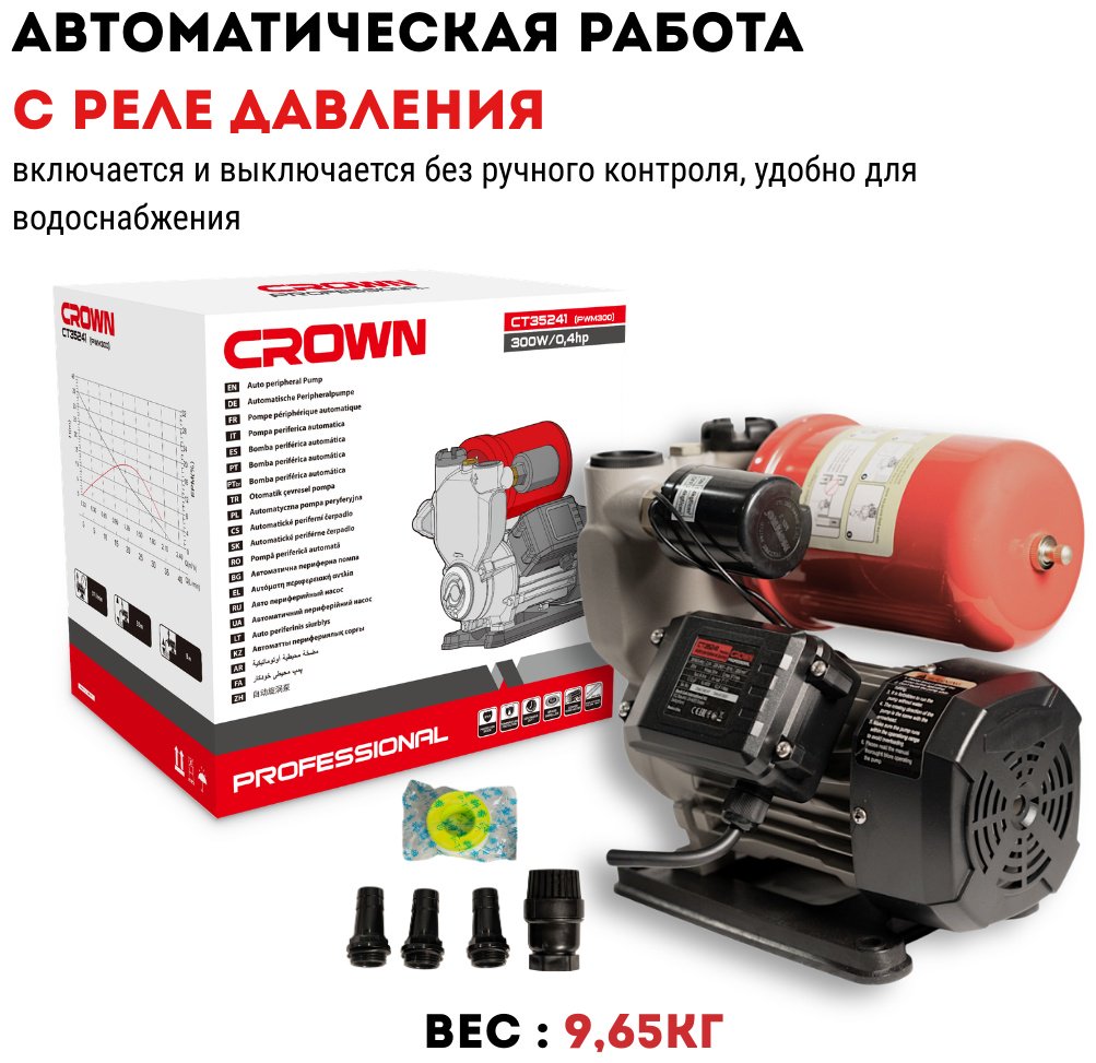 Насос поверхностный напорный CROWN CT35241 купить,NaN