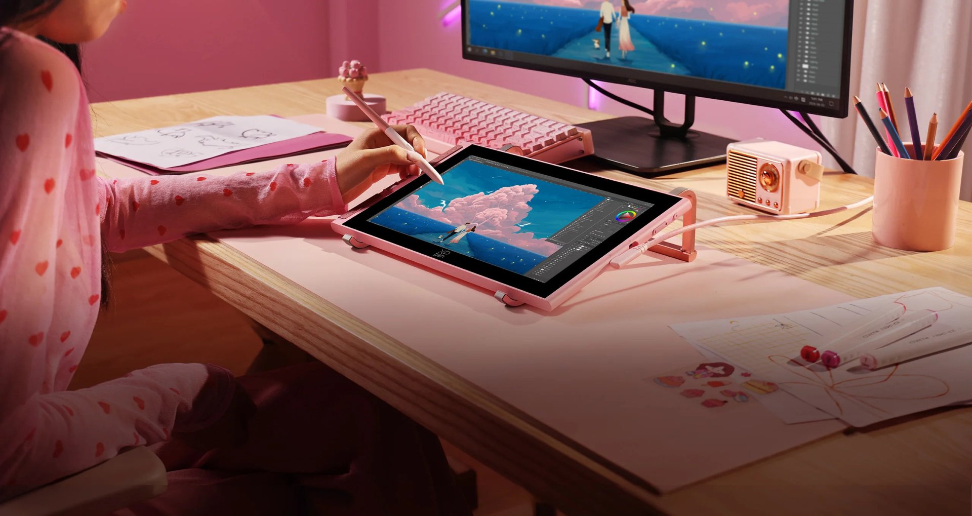 Графический планшет XP-PEN Artist 12 3rd CPCD121FH-PK розовый
