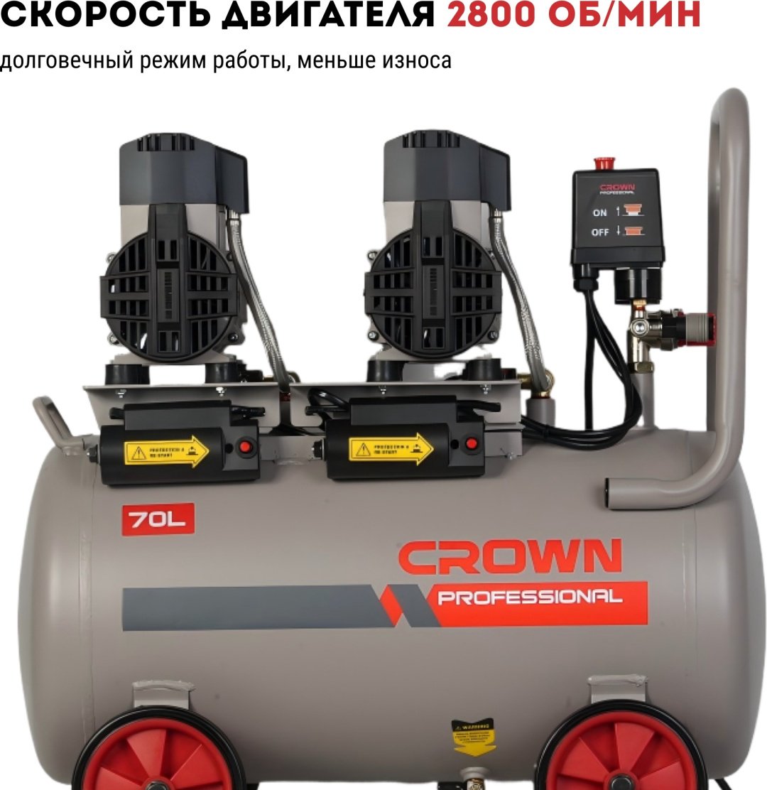 Компрессор безмасляный CROWN CT36152, 7 бар купить,NaN