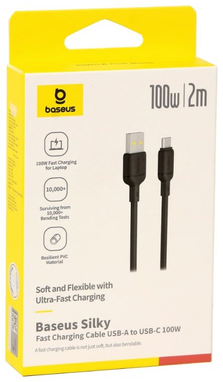 Кабель Baseus USB 2.0 (F), USB TypeC (M), 2 м, Silky CB000113/P10377703113-01 черный купить,4990