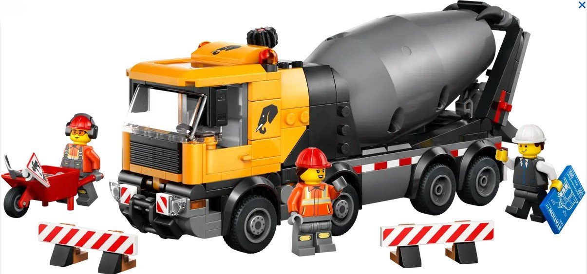 Конструктор LEGO City Бетономешалка 60478, деталей 371 шт