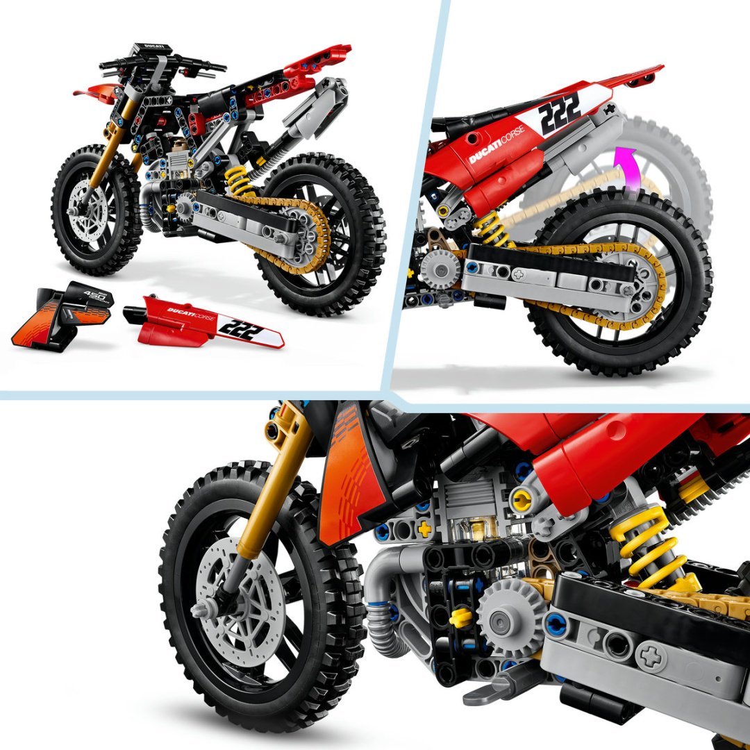 Конструктор LEGO Technic Мотоцикл Ducati Desmo450 MX Factory 42238, деталей 457 шт купить,41120