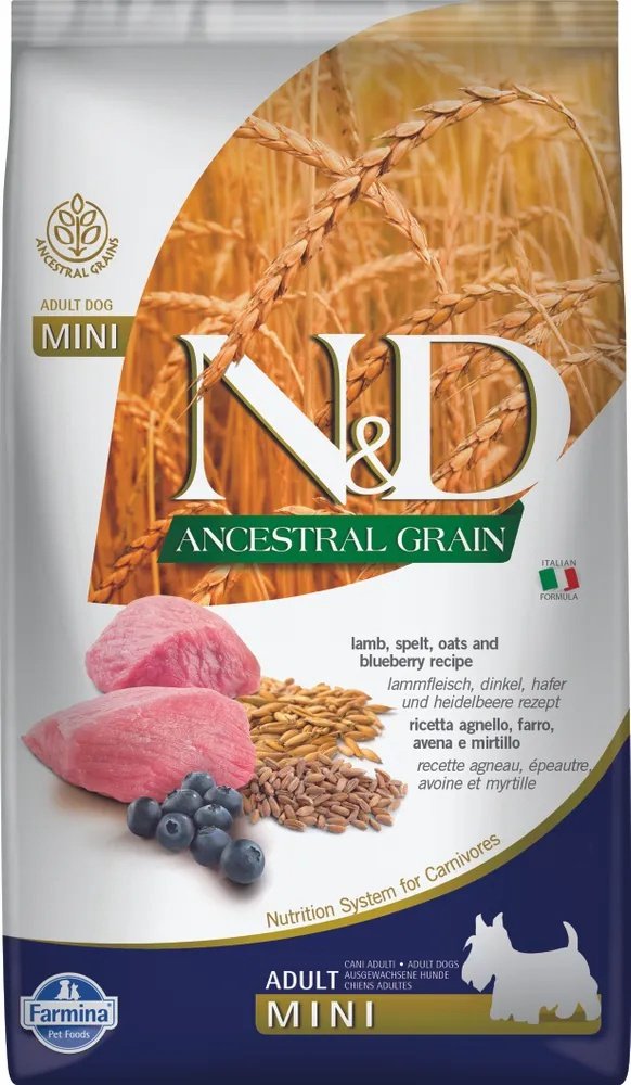 Корм Farmina N&D Ancestral Grain Adult Mini Ягненок и черника для взрослых мелких пород 0.8 кг купить,NaN