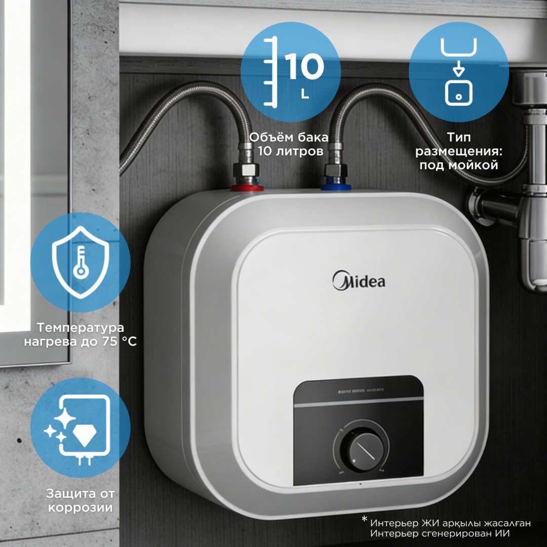 Водонагреватель накопительный Midea MWH10-20MVD1U(CIS)W (top-под) белый