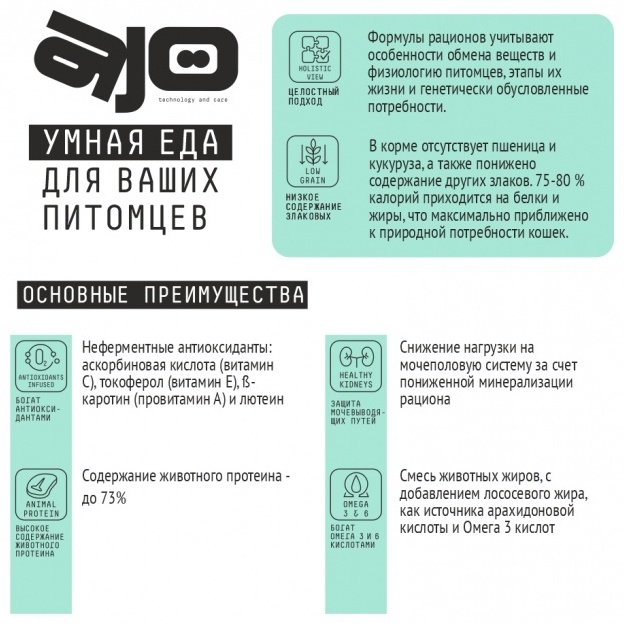Корм AJO Special Line Sterile для стерилизованных индейка, курица, утка 1.5 кг купить,NaN
