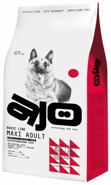 Корм AJO Maxi Adult для взрослых крупных пород 12 кг купить,NaN