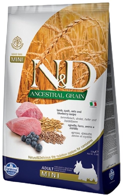 Корм Farmina N&D Ancestral Grain Ягненок с черникой для взрослых мелких пород 2.5 кг купить,NaN