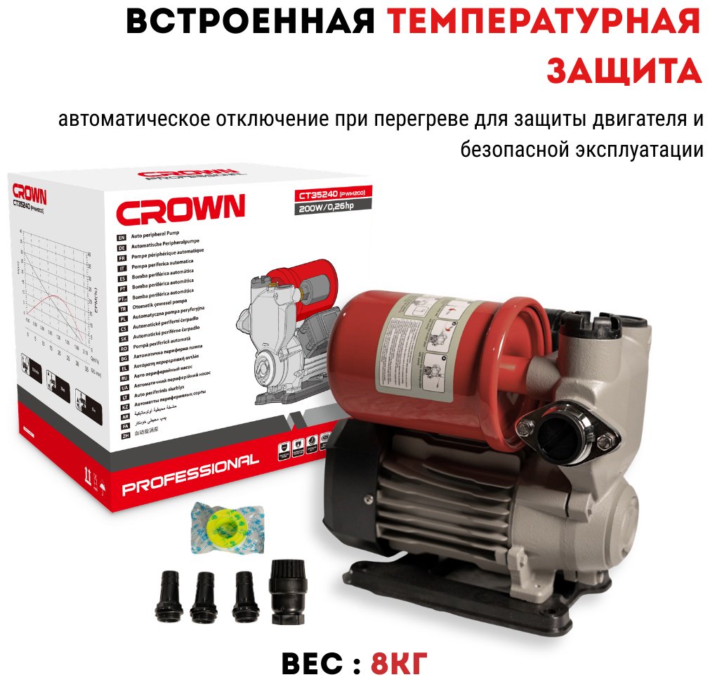 Насос поверхностный напорный CROWN CT35240