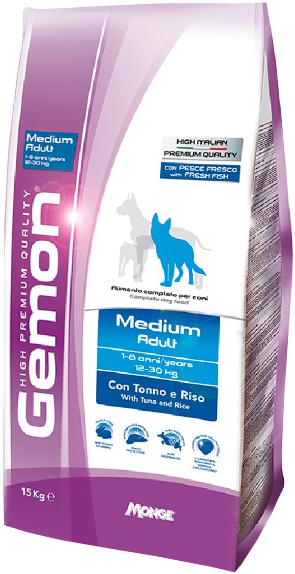 Корм Gemon Dog Medium Adult для средних пород собак с тунцом и рисом 15 кг купить,NaN