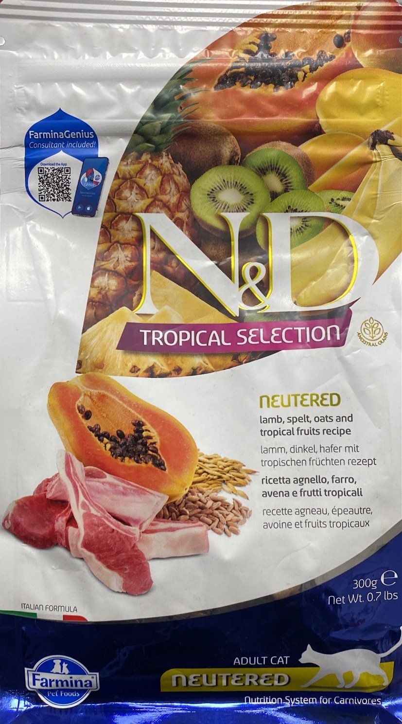 Корм Farmina N&D Tropical Selection Neutered для стерилизованных ягненок, овес, фрукты 0.3 кг купить,NaN
