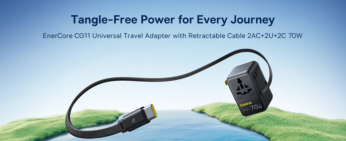 Зарядное устройство Baseus Travel Adapter EnerCore CG11 USB Type-C, USB Type-A 70 Вт черный