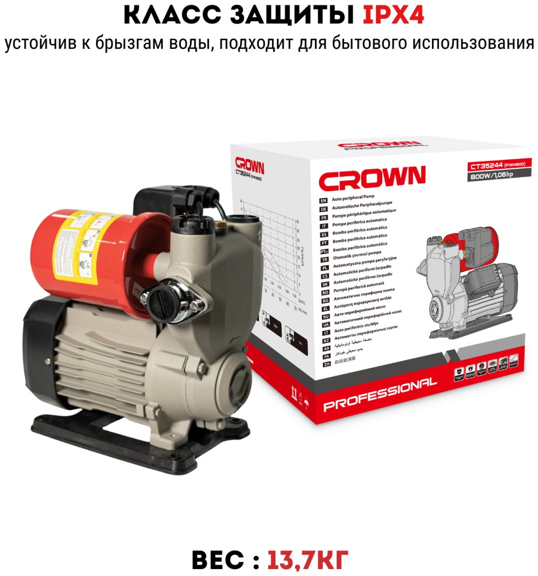 Насос поверхностный насосная станция CROWN CT35244